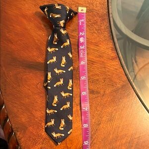 Boys fox bowtie clip-on navy 9”